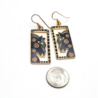 Vintage Laurel Burch Mare Horse Earrings, Gold Plated Dangles, 2 1/8 Inches