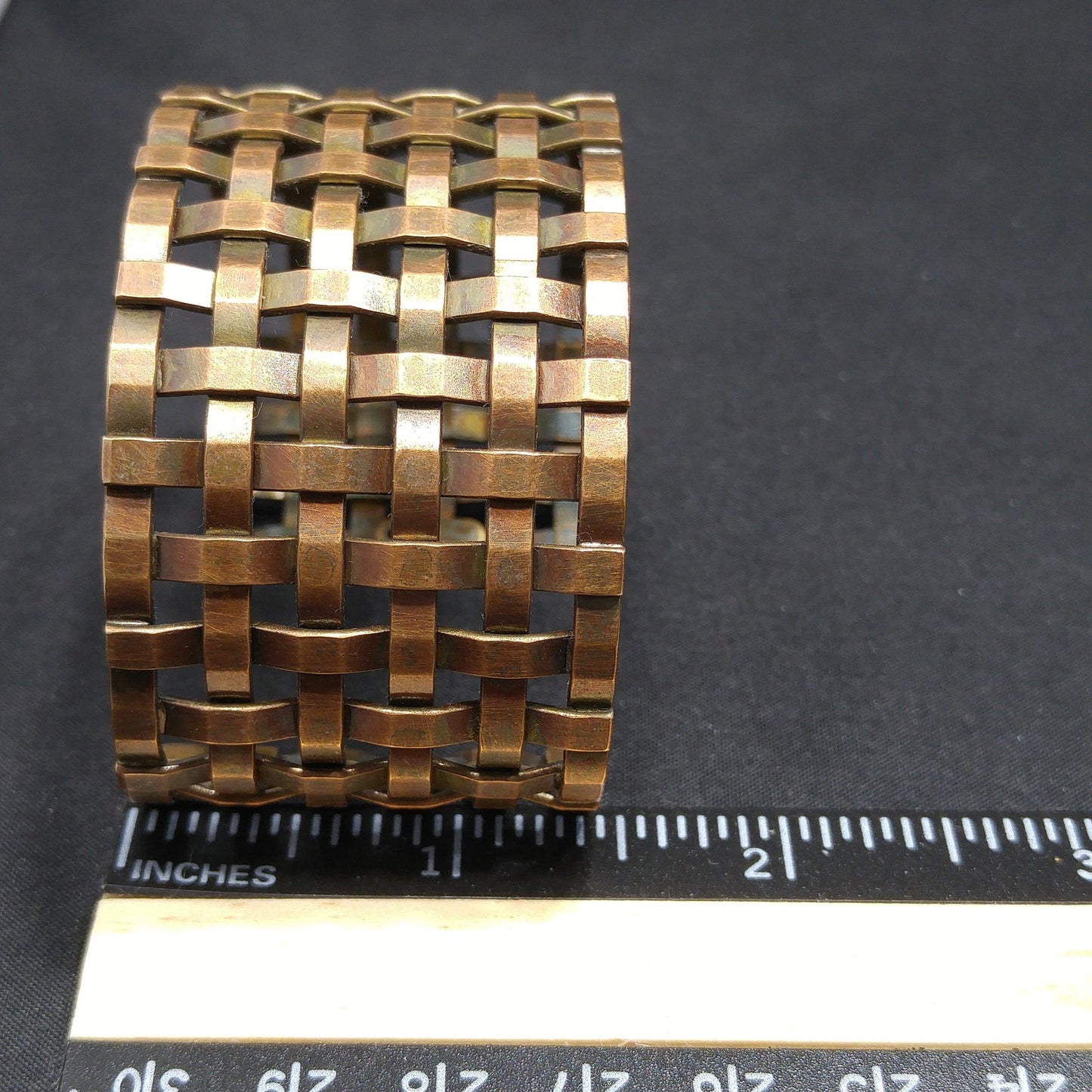 Sarah Cavender Metalworks Woven Wide Cuff Bracelet, Hand-made Metal Work Design, Vintage Jewelry