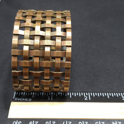 Sarah Cavender Metalworks Woven Wide Cuff Bracelet, Hand-made Metal Work Design, Vintage Jewelry