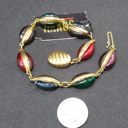 Swarovski Bracelet Multicolored Crystals, Gold Plated, Swan Logo