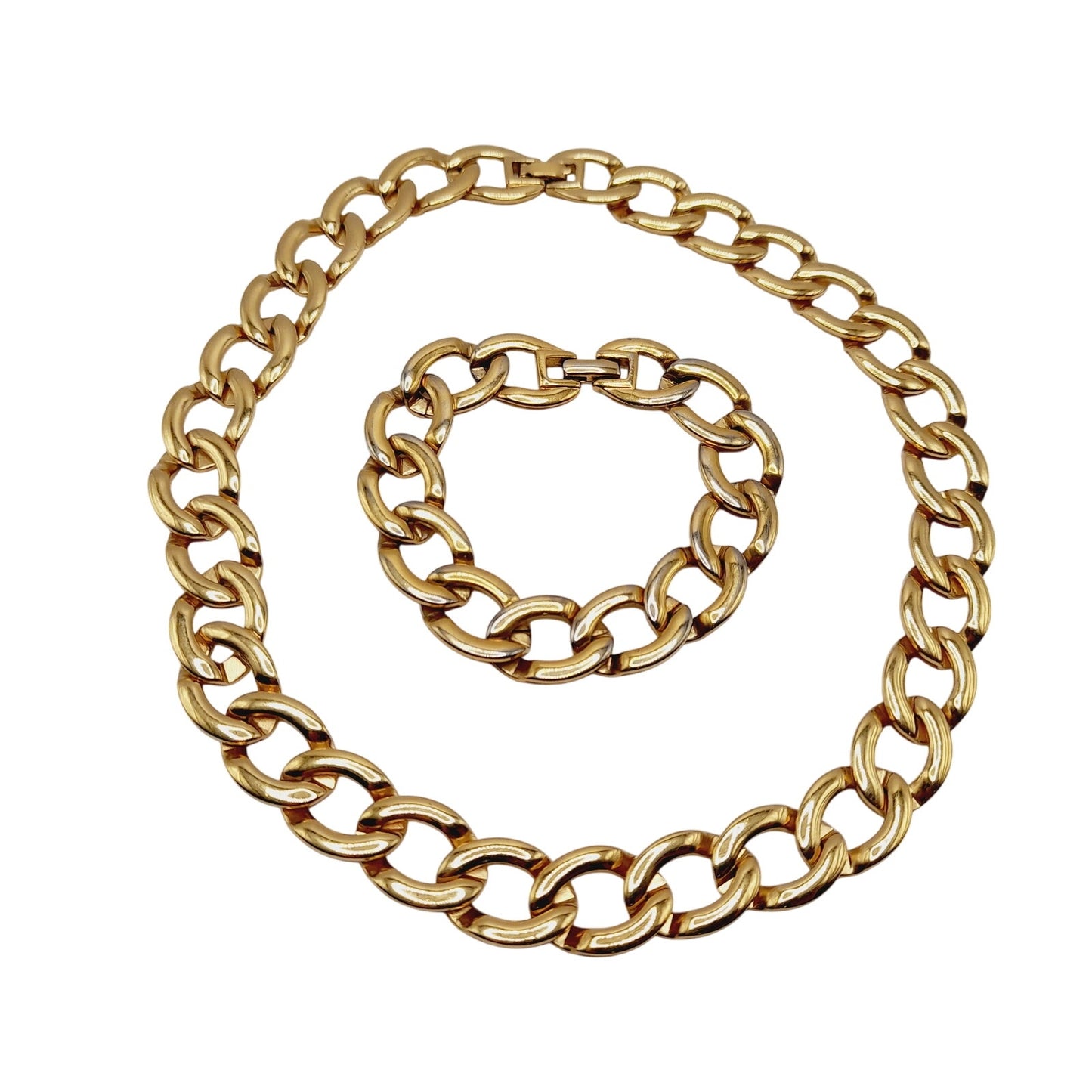 Vintage MONET Gold Plated Chain Necklace & Bracelet Set – Bold Links