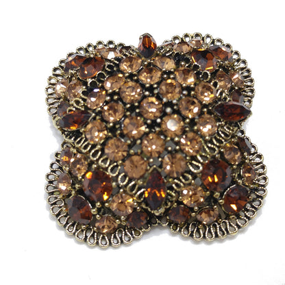 Lisner Light & Dark Topaz Rhinestone Domed Brooch, 1960s Vintage Jewelry