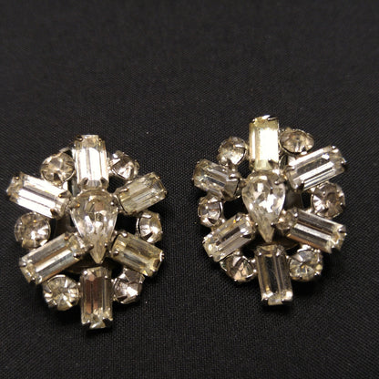 Vintage Weiss Earrings Bracelet & Necklace, Clear Rhinestones, Rhodium Plated
