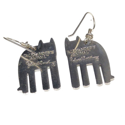Laurel Burch "Alexander's Animal" Cat Earrings, Gold Plated, 1980s Vintage