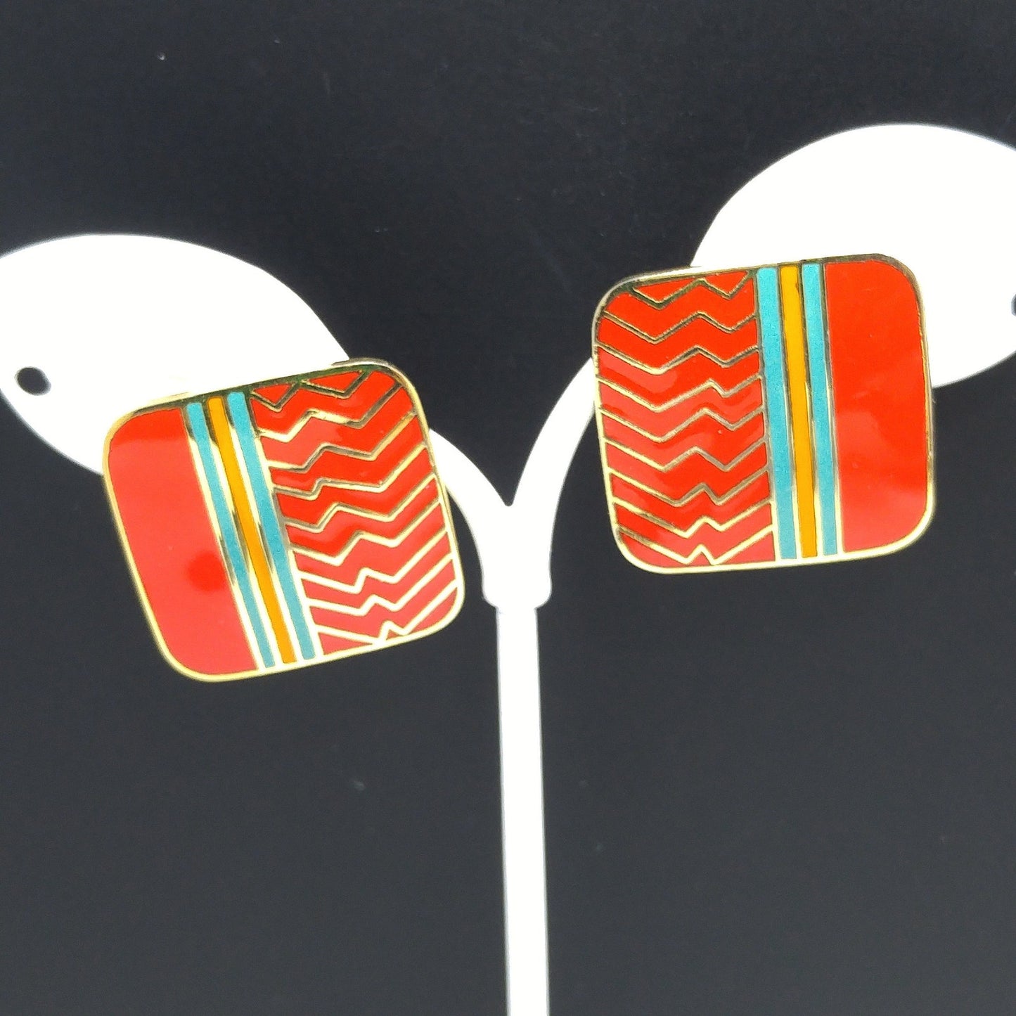 Laurel Burch "Ahktar" Post Earrings, Gold Plated, 1980s Vintage Jewelry