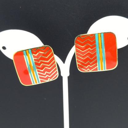Laurel Burch "Ahktar" Post Earrings, Gold Plated, 1980s Vintage Jewelry