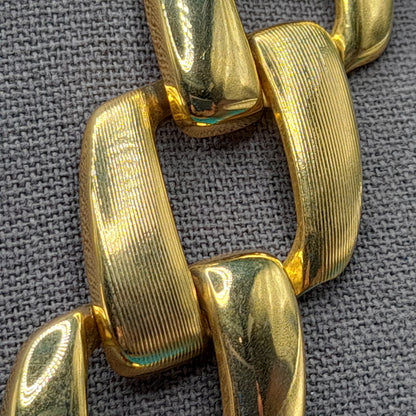 Vintage Chain Choker Necklace, Interlocking Gold Tone, 1980s