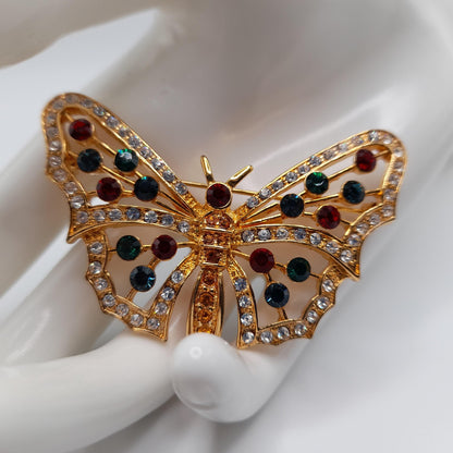 Eisenberg Ice Rhinestone Butterfly Brooch, 1980s Vintage Jewelry