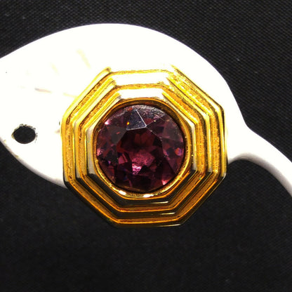 Vintage Christian Dior Purple Rhinestone Clip Earrings, Gold Plated