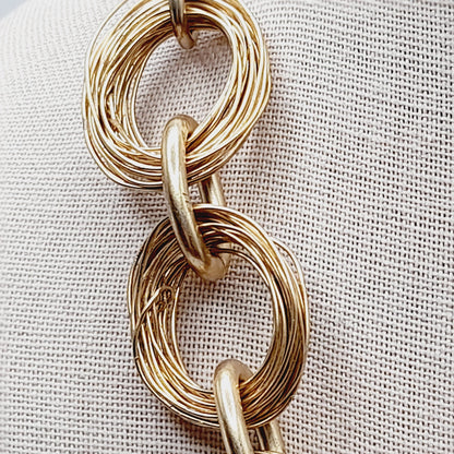 Vintage SIGRID OLSEN Wire Wrapped 19 Inch Wide Gold Tone Necklace