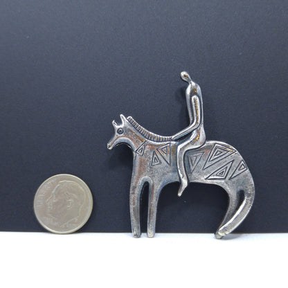 Laurel Burch Brooch, Horse with Man or Woman, 1980s Vintage Jewelry