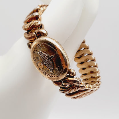 Vintage La Mode Locket Expansion Bracelet, 12K Gold-Filled Sweetheart Jewelry