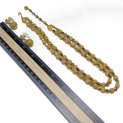 Crown Trifari Brutalist Necklace & Earrings, Electra Trifanium, 1960s Vintage Jewelry