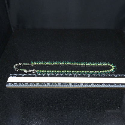 Vintage Sherman Green Rhinestone Necklace, Vaseline or Uranium Glass, 1950s