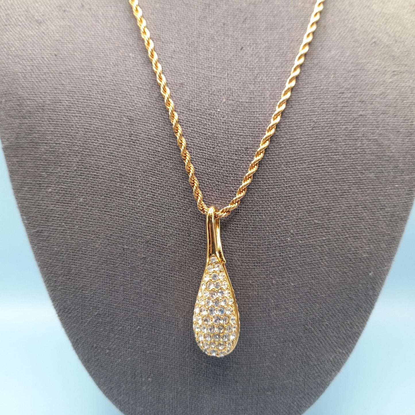 Swarovski Clear Rhinestone Long Pendant Necklace, 30 Inches, Swan Logo