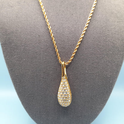Swarovski Clear Rhinestone Long Pendant Necklace, 30 Inches, Swan Logo