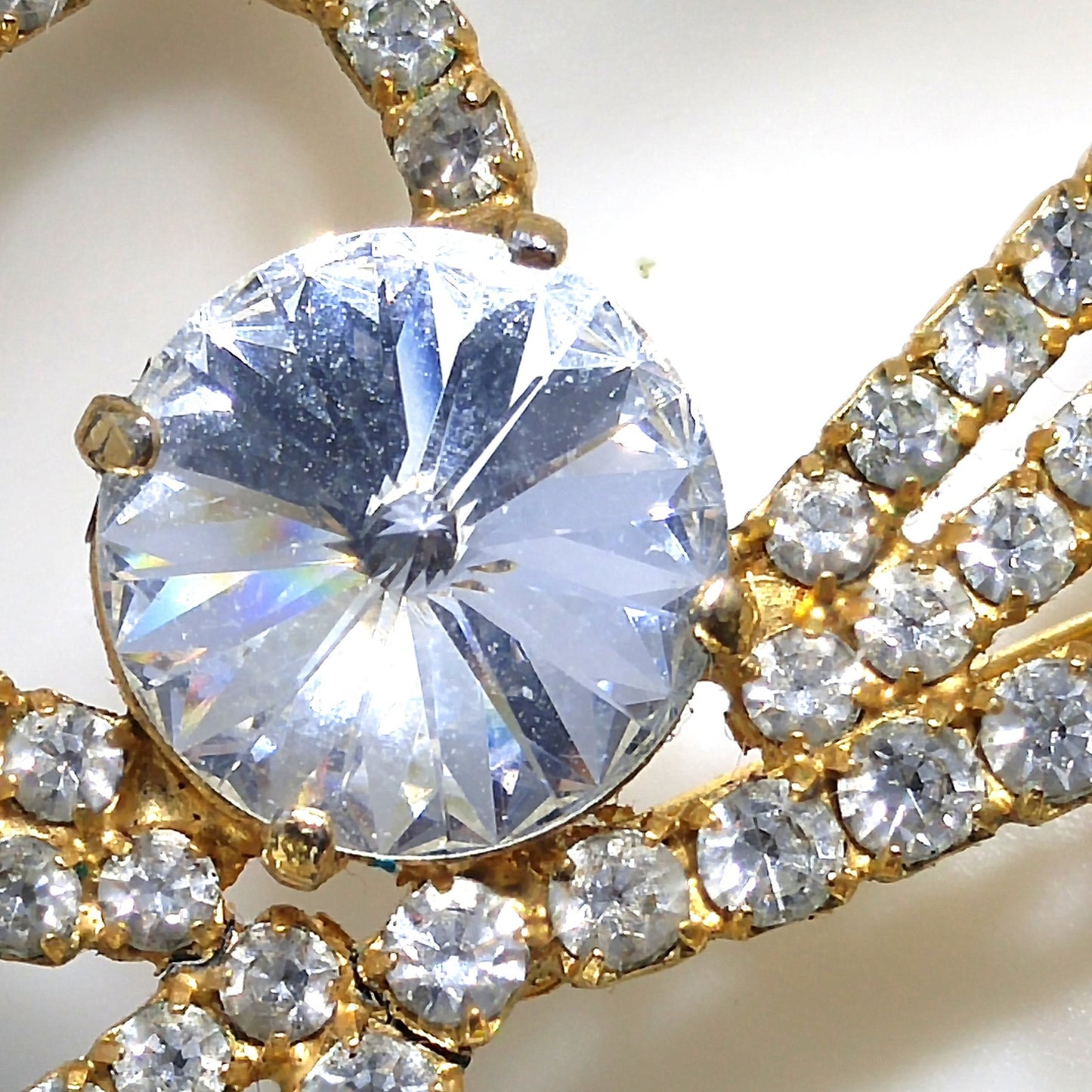 Eisenberg Ice Angel Rhinestone Brooch, Rivoli Clear Rhinestone, 1970s Vintage