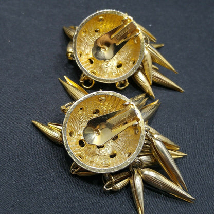 Hattie Carnegie Atomic Earrings, Gold Plated, Mid-Century Modern Vintage Jewelry