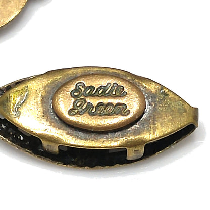 Sadie Green Art Nouveau Purple Bracelet, Golden Brass & Faux Amethyst, 6 3/4" Length, 1980s Vintage Jewelry