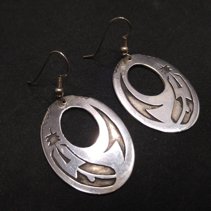Silver Navajo Handmade Earrings, Unknown Mark, Vintage Jewelry