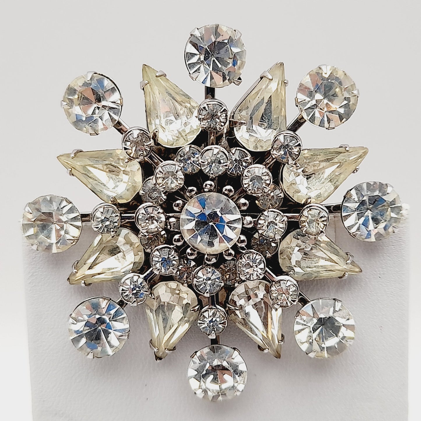 Vintage 1950s Unsigned Wedding Brooch, Riveted Three Dimensional Flower Pin