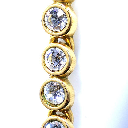 Vintage Swarovski Bracelet – Clear Rhinestone Bezel Set – Gold Plated Link