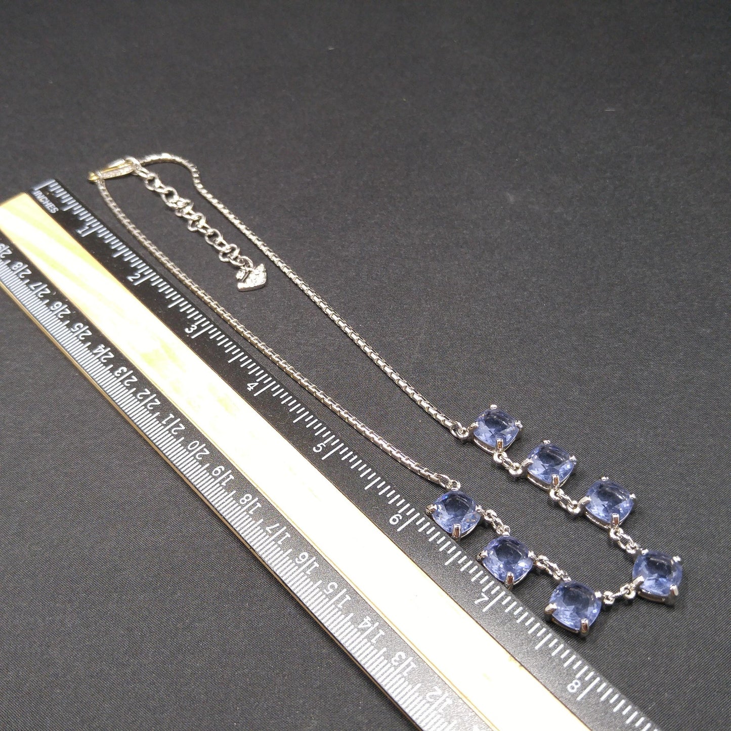 Swarovski Swan Logo Necklace, Blue Lavender Crystals, Art Deco Style Vintage
