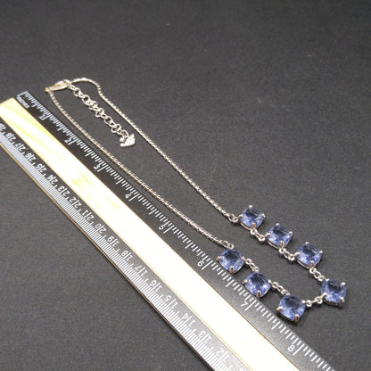 Swarovski Swan Logo Necklace, Blue Lavender Crystals, Art Deco Style Vintage