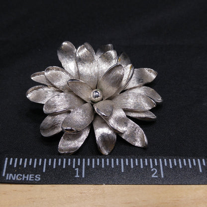 Boucher Floral Brooch, Number 8919P, Rhodium Plated, 1960s Vintage Jewelry