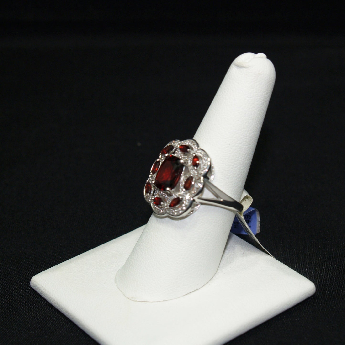 Sterling Silver Garnet Ring, Thailand, Size 8.25, 1990s Vintage Jewelry