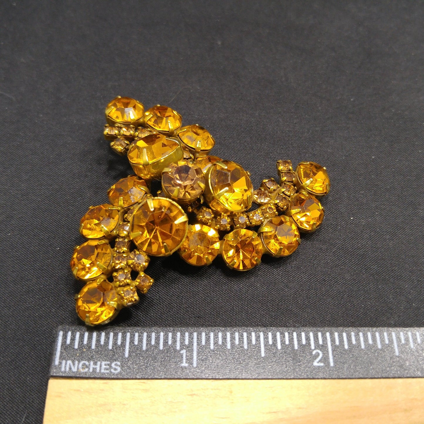 Kramer Topaz Rhinestone Brooch, Gold Plated, 1960s Vintage Jewelry