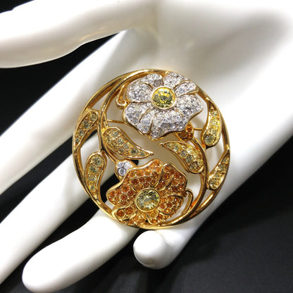 Swarovski Rhinestone Harmony Brooch, "Garden of Tranquility", Gold Plated, 2001 Vintage Jewelry