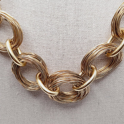 Vintage SIGRID OLSEN Wire Wrapped 19 Inch Wide Gold Tone Necklace