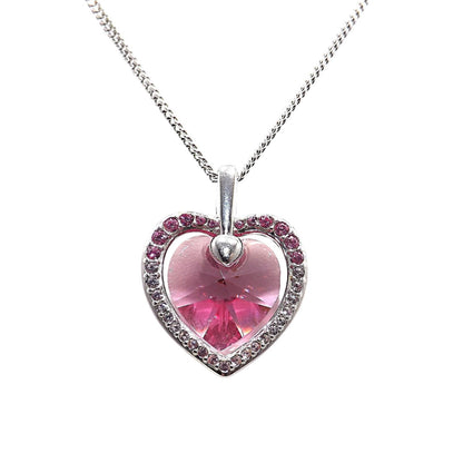 Swarovski “Mom 2003” Pink Heart Crystal Necklace, Swan Logo, Vintage 2000s Jewelry