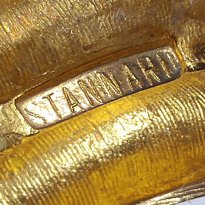 Vintage Stannard Red Glass Bead Necklace Earrings Set Gold Rhinestone Clasp 1970s