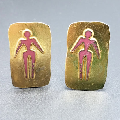 Vintage Laurel Burch "Old Soul" Clip Earrings, Gold Plated, 1980 Vintage Jewelry