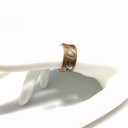 Floyd & Lloyd Becenti Navajo Ring, US Size 8 1/2, Gold Fill Sterling, 1990s Vintage Jewelry