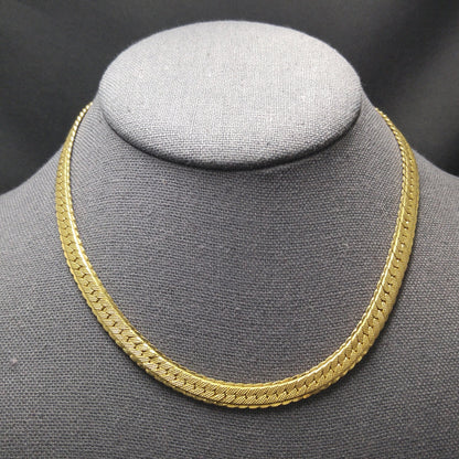 Monet Herringbone Choker Necklace, Gold Plated, 1970s Vintage Jewelry