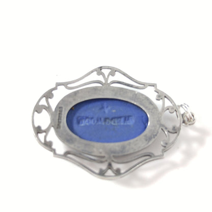 Antique Wedgwood Sterling Blue Jasperware Pendant Victorian Goddess England