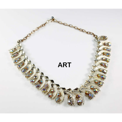 ART Arthur Pepper Rhinestone Necklace, Aurora Borealis, 1950s Vintage Jewelry