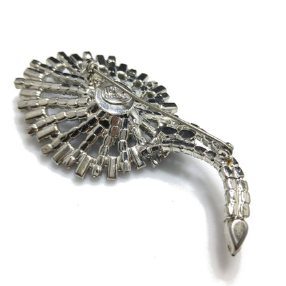 Hobe Purple Light Blue Rhinestone Lily Floral Brooch, Rhodium Plated, 1960s Vintage Jewelry