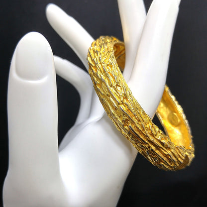Vintage Hattie Carnegie Hinged Clamper Bracelet, Gold Plated, 1970s