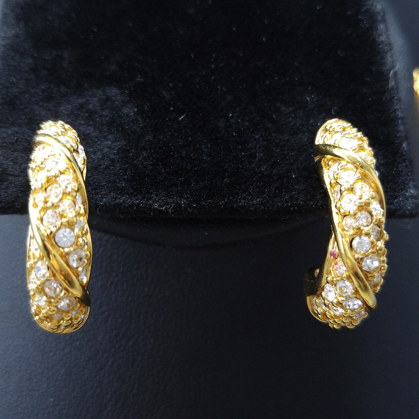 Vintage Swarovski Mesh Necklace & Earrings Set – Gold Plated with Rhinestones