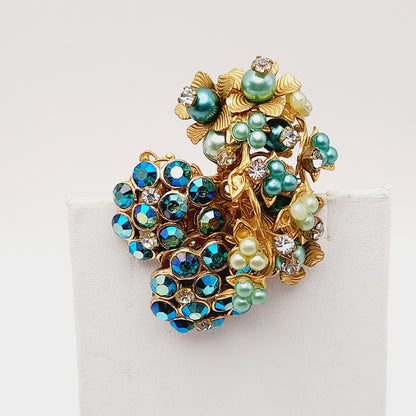 Vintage Miriam Haskell Robert Style 1940s 1950s Floral Rhinestone Brooch