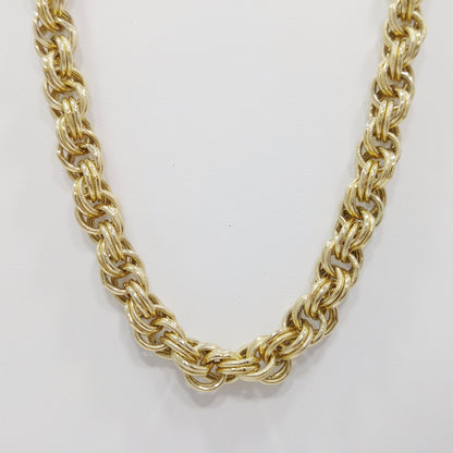 Trifari TM Rolo Rope Chain Necklace, Gold Plated, 1990s Vintage Jewelry