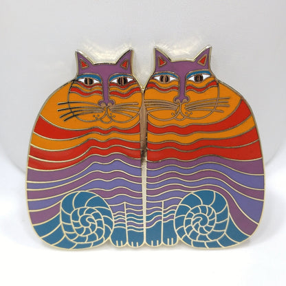 Laurel Burch "Rainbow Cats" Pendant for Necklace, Gold Plated, Needs Silk Cord, 1980s