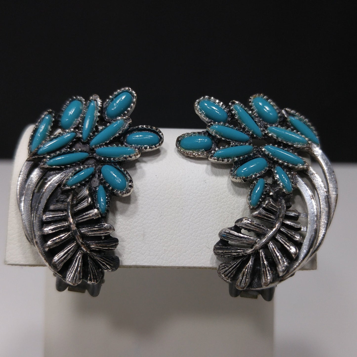 Vintage Southwestern Faux Turquoise Jewelry Set Pendant Ring Earrings 1970s