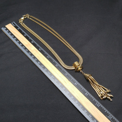 Barclay Snake Chain Tassel Necklace, Gold Plated, 1950s Vintage Jewelry