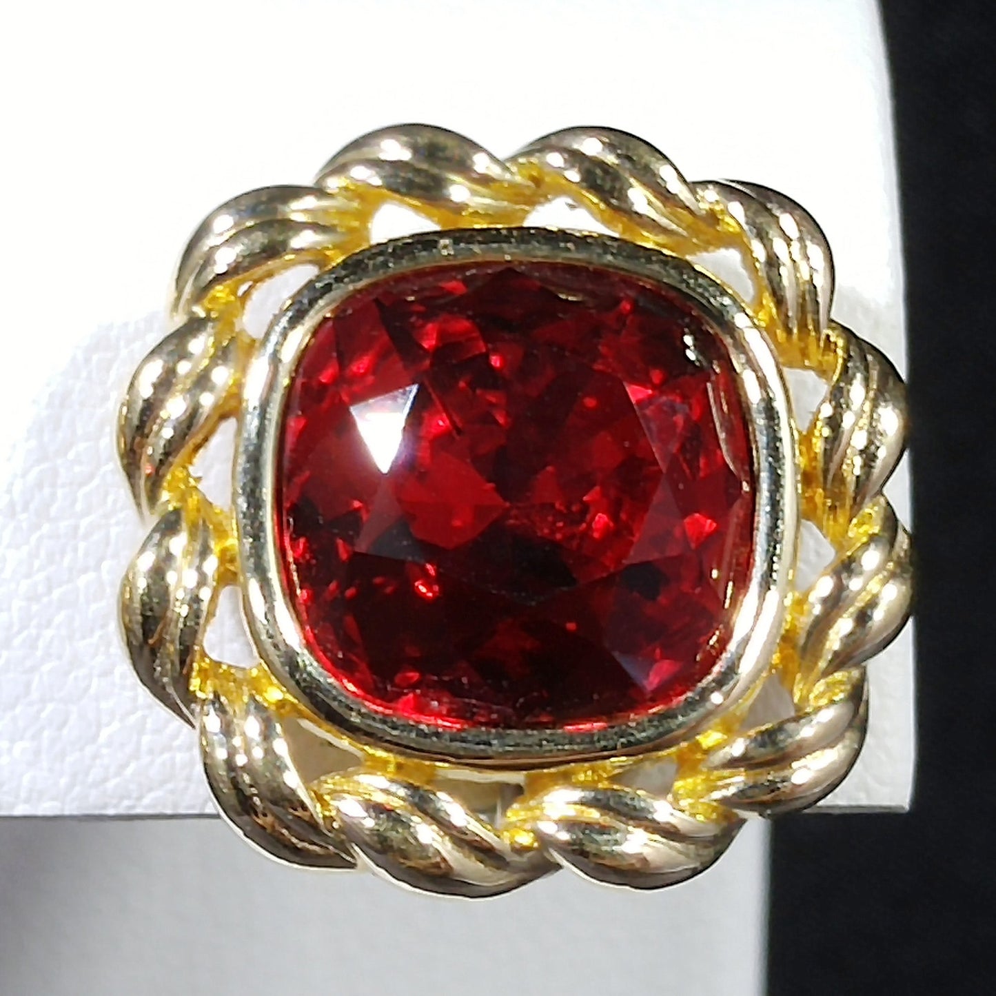 Swarovski Red Crystal Earrings, Gold Plated, Stamped SAL, 1970s Vintage Jewelry