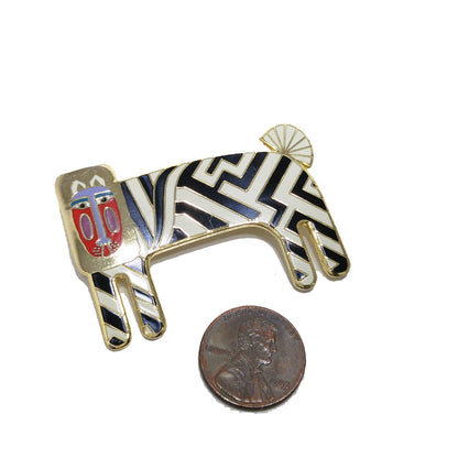 Laurel Burch "Zzzebra" Brooch, Gold Plated, 1980s Vintage Jewelry